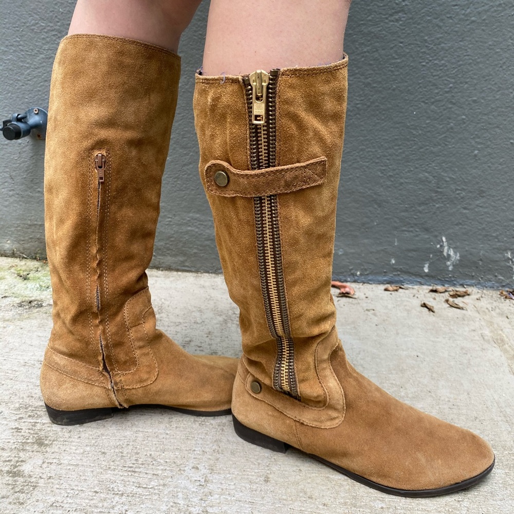 Caramel Brown Suede Boots